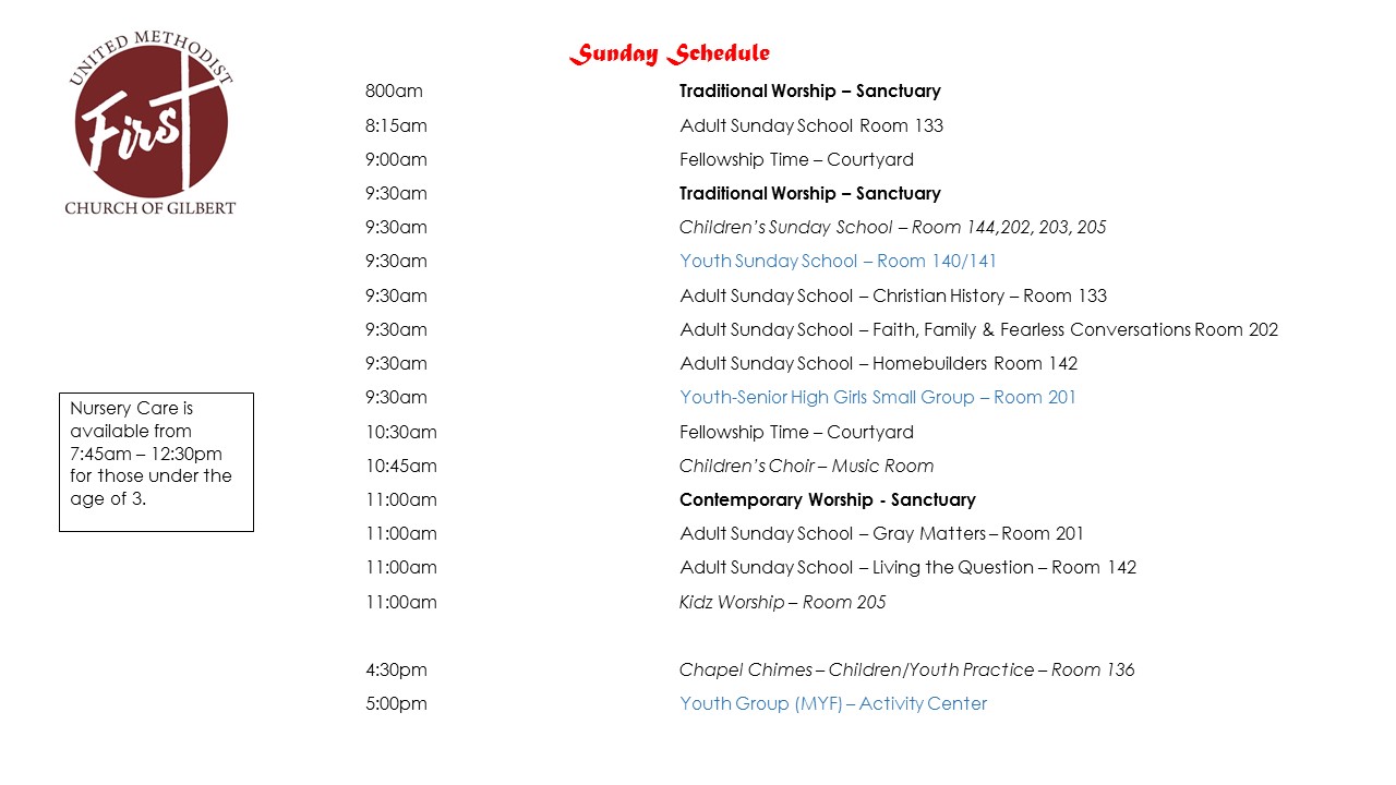 Sunday schedule